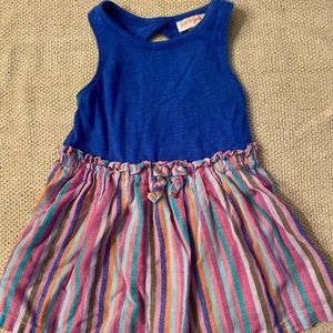 Blue striped dress and Gray rainbow dress bundle
